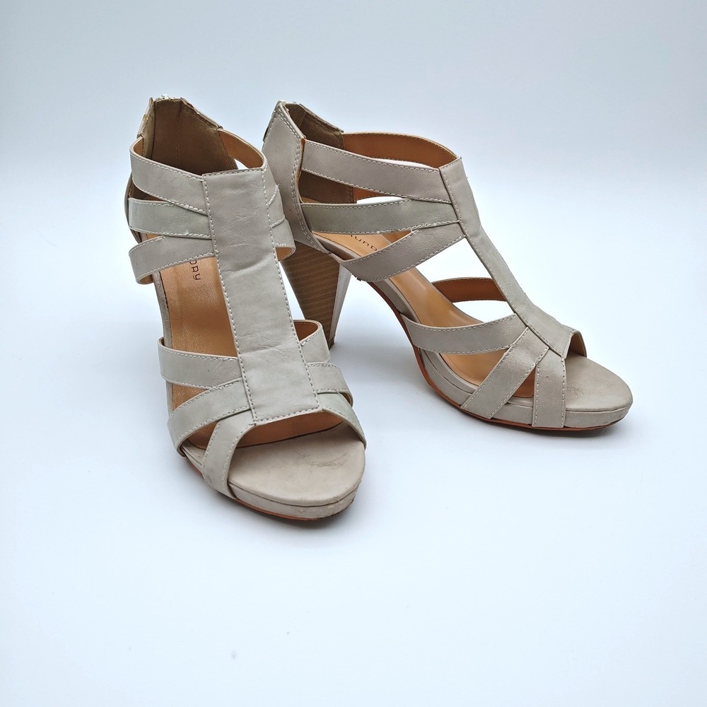 CL by Laundry Whitnee Off White Strappy Cage Heeled Sandals Size 7.5M